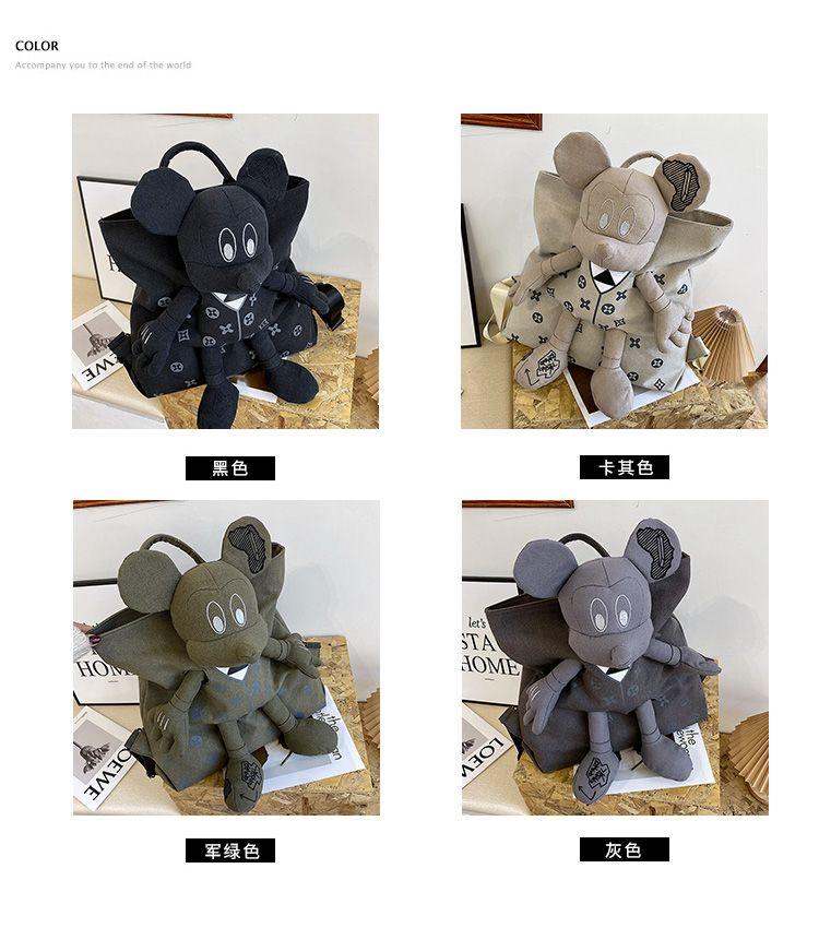 Product Introduction of Ba Lô Vải Bố Búp Bê Mickey, Thời Trang, Phong Cách Phương Tây Thường Ngày Sức Chứa Lớn, Thích Hợp Đi Du Lịch, Túi Đi Học Học Sinh, Hàng Mới Về Năm 2024 Nam Bag Backpack Đeo Vai 3