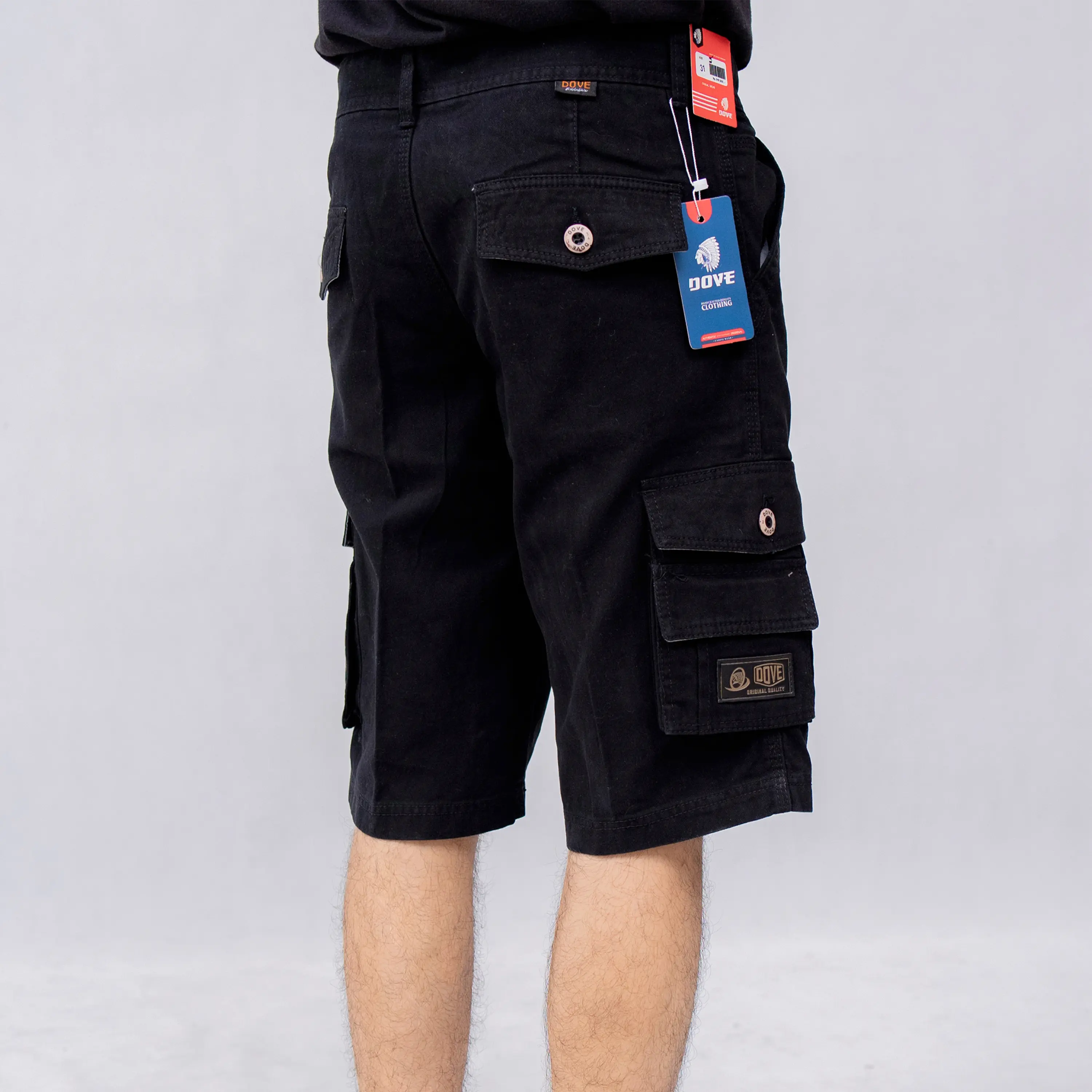 Dovechoice Celana Pendek Pria Cargo Original Kanvas Casual  Hitam