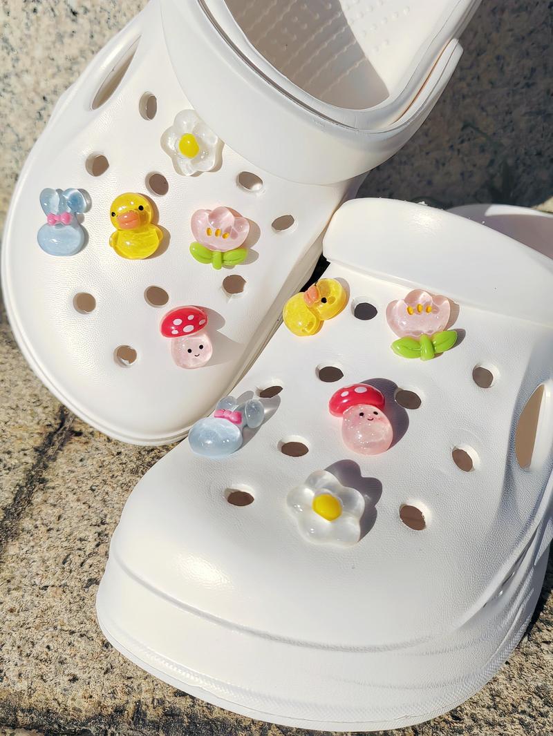 Product Introduction of Cute Cartoon Animal & Flower Design Shoe Accessories, DIY Shoe Buckles for Clogs, Sandals, Holiday Gifts, Crocs Charm 12