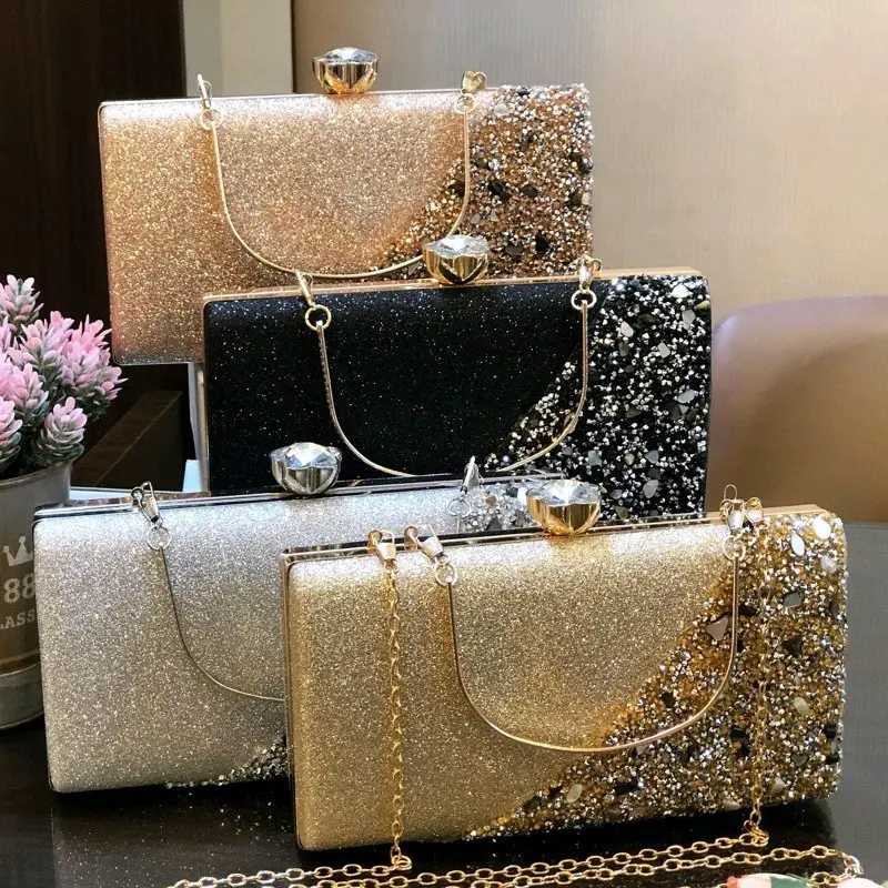 [Promo Live] Tas Pesta KAYLA Embellished Crystal Box Clutch Wanita