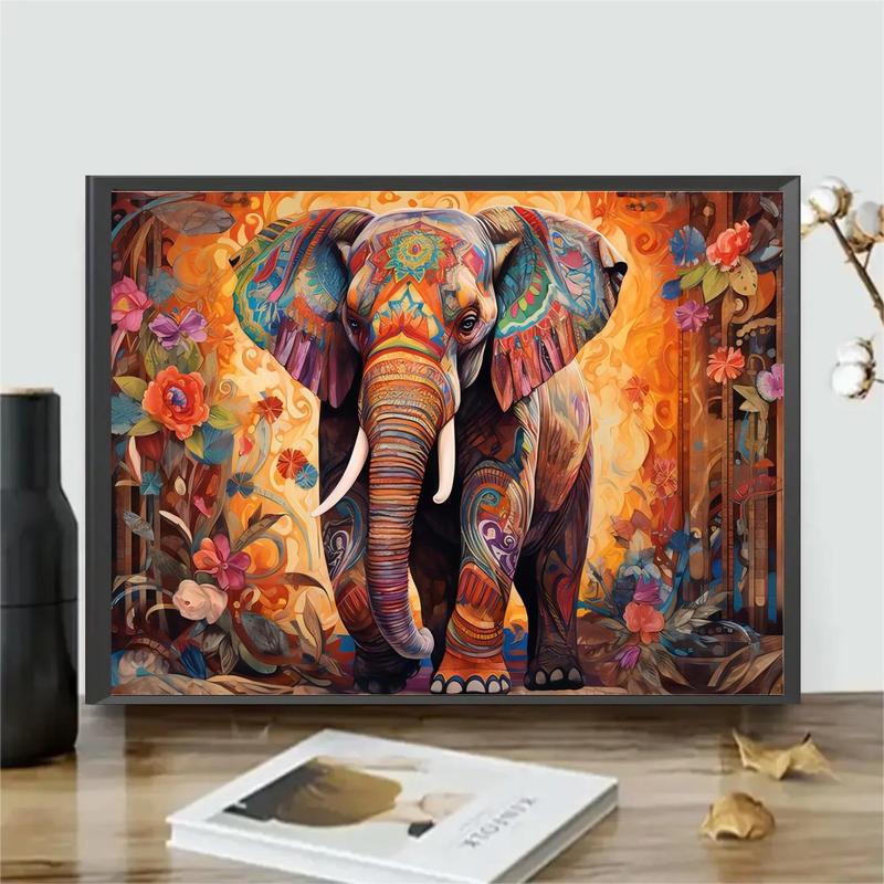 Elephant Pattern DIY Diamond Arts Colorful Painting Kit without Frame, DIY 5D Diamond Arts Colorful Painting Kit for Beginner, Wall Art Decor for Home 0