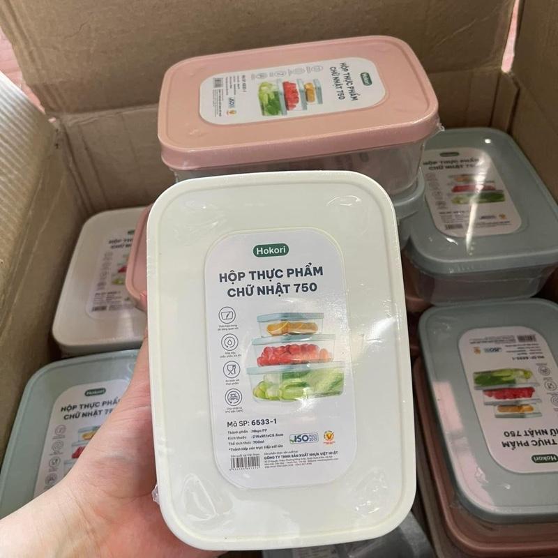 Combo 9 hộp nhựa ( dung tich 700ml) đựng thực phẩm - Hàng chuẩn hãng HOkori kt:D16xR11xC5.5cm
