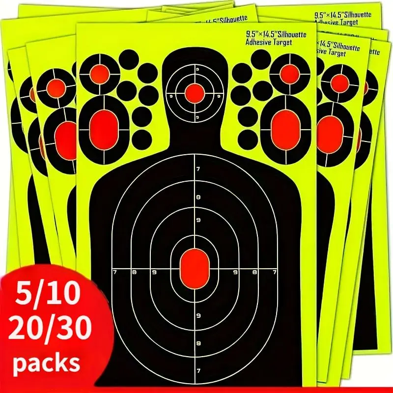 Human Body Shaped Shooting Target, 5/10pcs Reflective Splatter Luminous Paper Target, Shooting Training Accessories for Outdoor