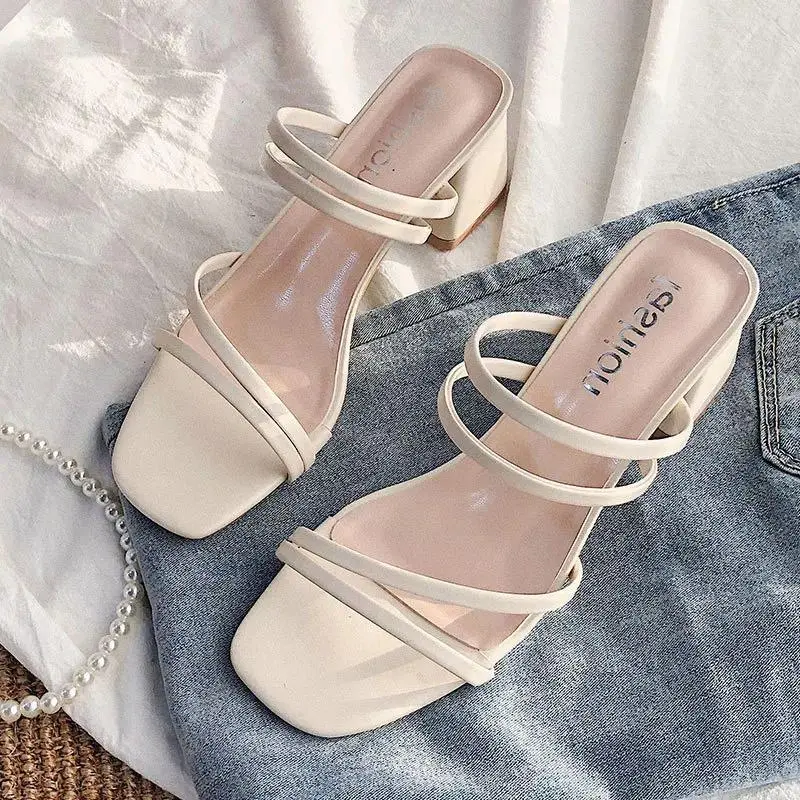 Women High Heel Sandals Summer Casual Female Shoes Woman Square Heel Open Toe Ankle Strap Ladies Sandalias Wedge Shoe Footwear Girl