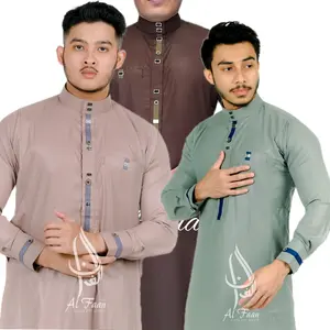 Jubah Slimfit Apk50 Jubah pria Slimfit Gamis Jubah Pria Muslim jubah alfaan gamis pria Alzan busana muslim Kancing Manset Panjang Dewasa hitam robes