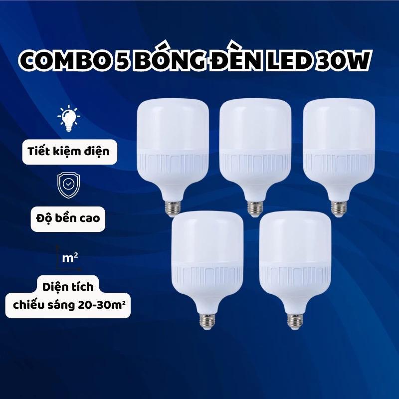 Combo 5 Bóng) Đèn Led 30W Cao Cấp Siêu Sáng Tiết Kiệm Điện Năng Ánh Sáng Trắng Dễ Chịu bóng đèn