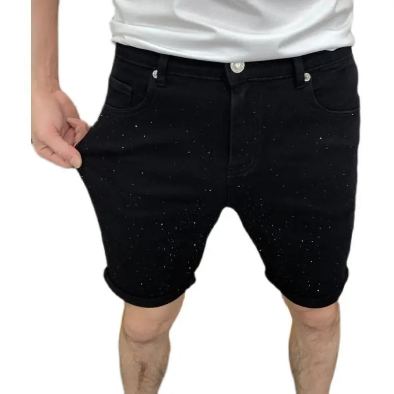 Quần Jean Thứ Năm, Thương Hiệu Thời Trang Thiết Kế Khoan Nóng Của European Station, Quần Short Denim Màu Đen, Quần Nam, Quần Trung, Mỏng, Cao Cấp, Phong Cách Hàn Quốc, Thích Hợp Cho Mùa Hè 4