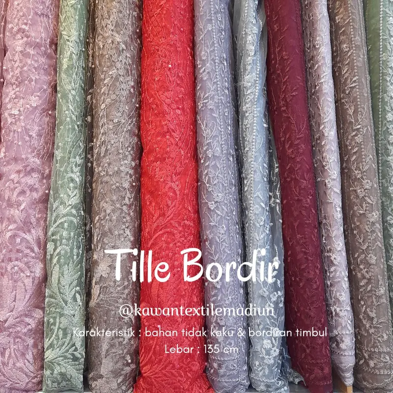 Tille Bordir/Kain Tille Bordir/Tile Bordir/Harga per 0,5m 2