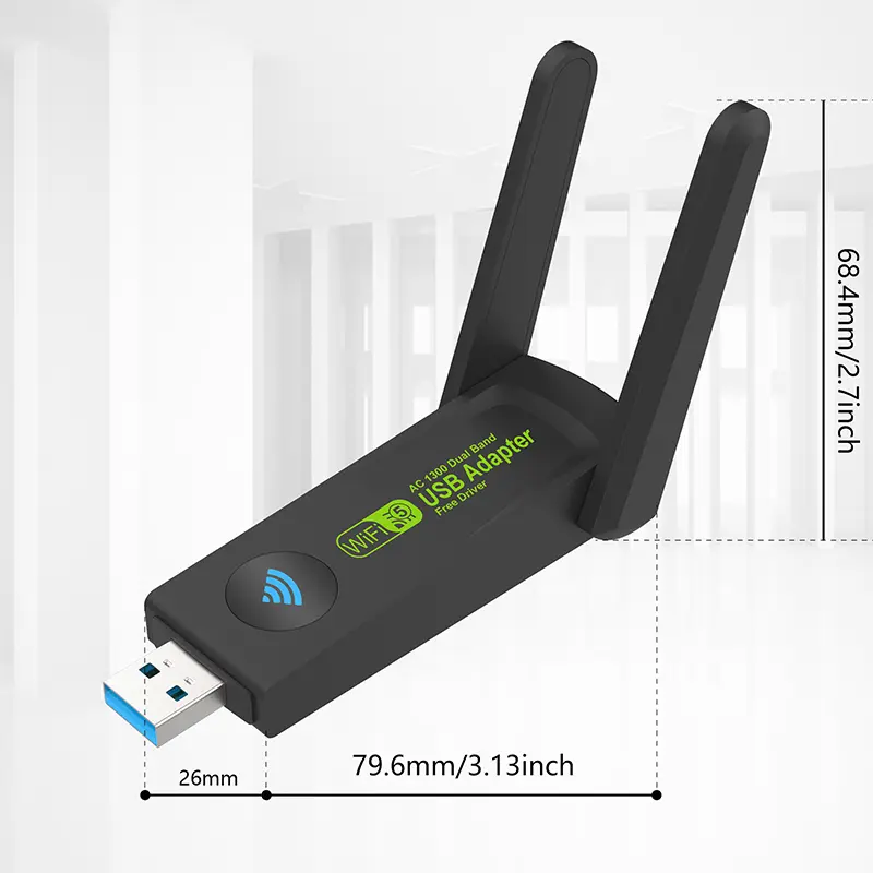 Bộ chuyển đổi Usb Wifi băng tần kép, 1300mbps, 2,4 + 5ghz, Gigabit, Bluetooth , card mạng không dây, card mạng Pc 5
