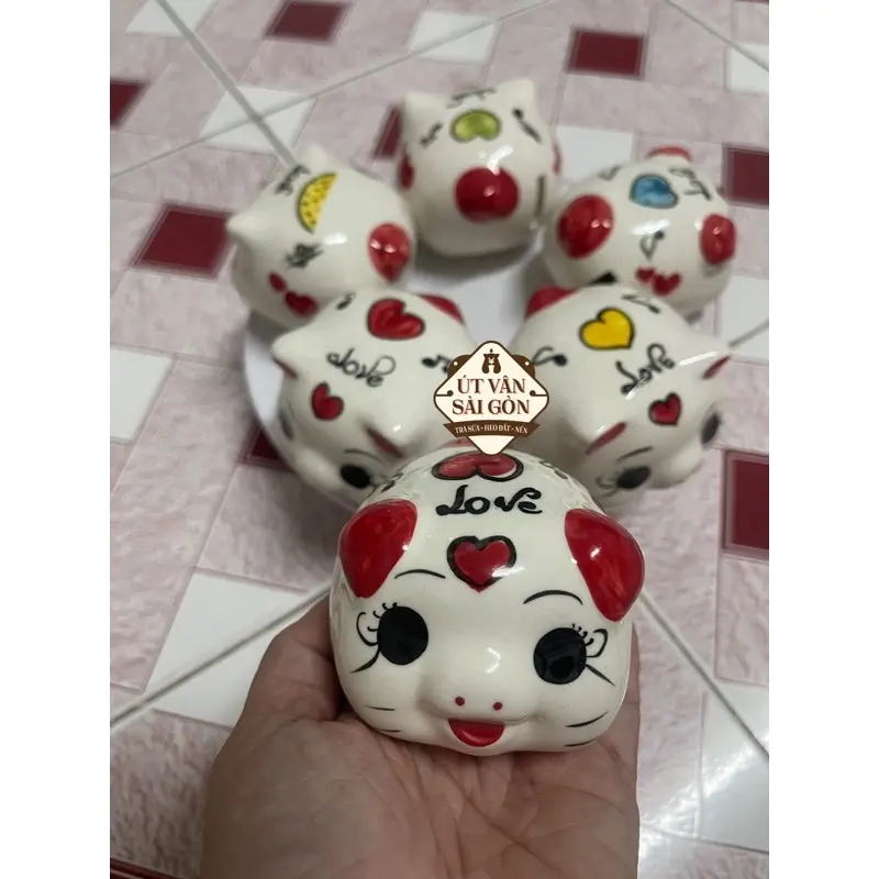 [ ĐỰNG TIỀN ] Heo sứ mini  Ống Tiết Kiệm Đựng Tiền Ống Heo Đồng 2