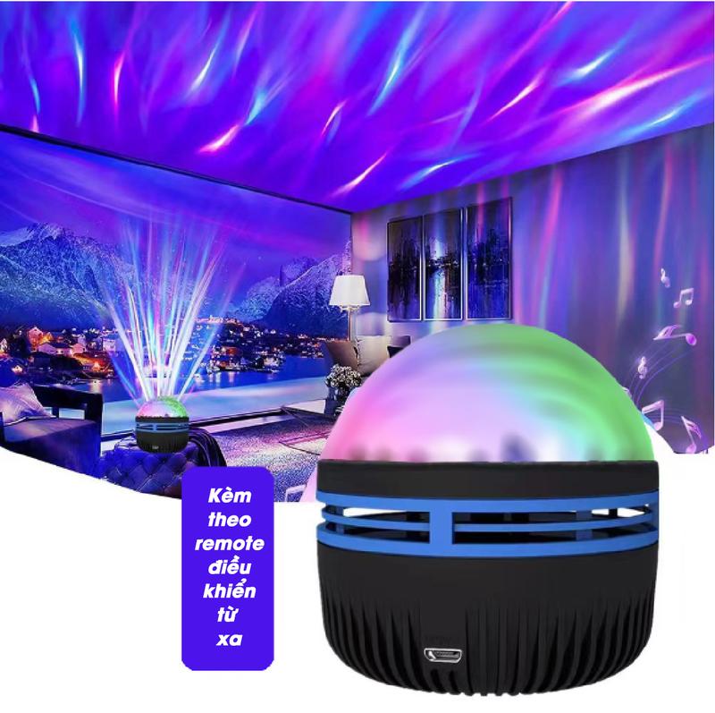 Đèn Cực Quang Q6 Chiếu Bầu Trời hình Gợn Nước Trang Trí Decor Phòng Ngủ Có Điều Khiển Từ Xa đèn led đèn galaxy đèn chiếu bầu trời sao đèn cực quang phòng ngủ đèn led bay phòng
