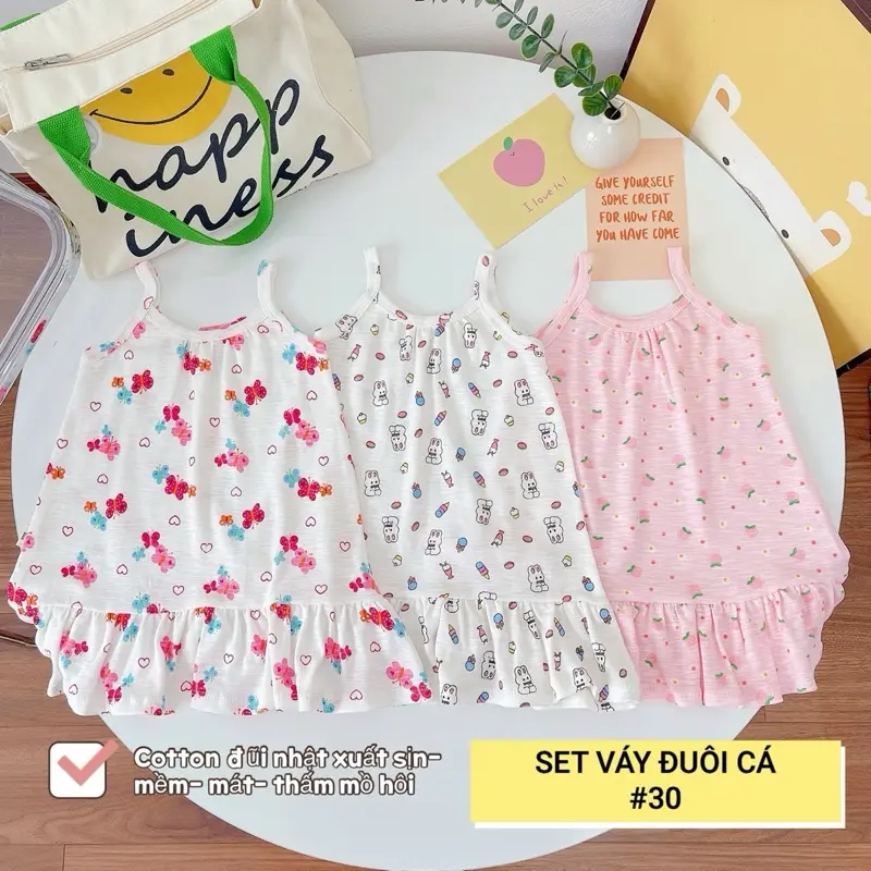 Cá 36 - Set 3 váy hai dây cotton dư xịn mát lịm 0