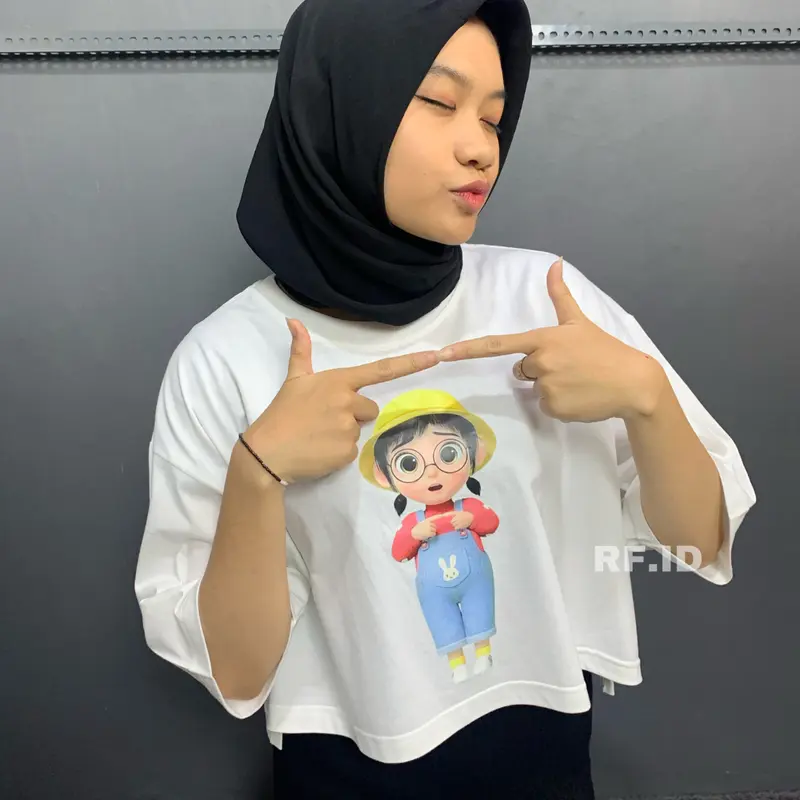 RF.ID Jenna Hat Yellow Croptop Oversize ( Lingkar Dada 125 Muat Sampai BB 85kg ) Wanita Kaos 7