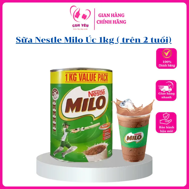 Sữa Milo Úc Hộp 1kg Năng Lượng Cho Trẻ Mỗi Ngày