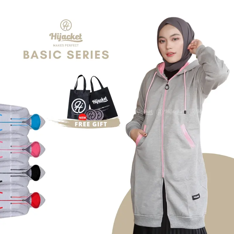 Hijacket Basic Grey Jaket Simpel Wanita Muslimah Terbaru 0