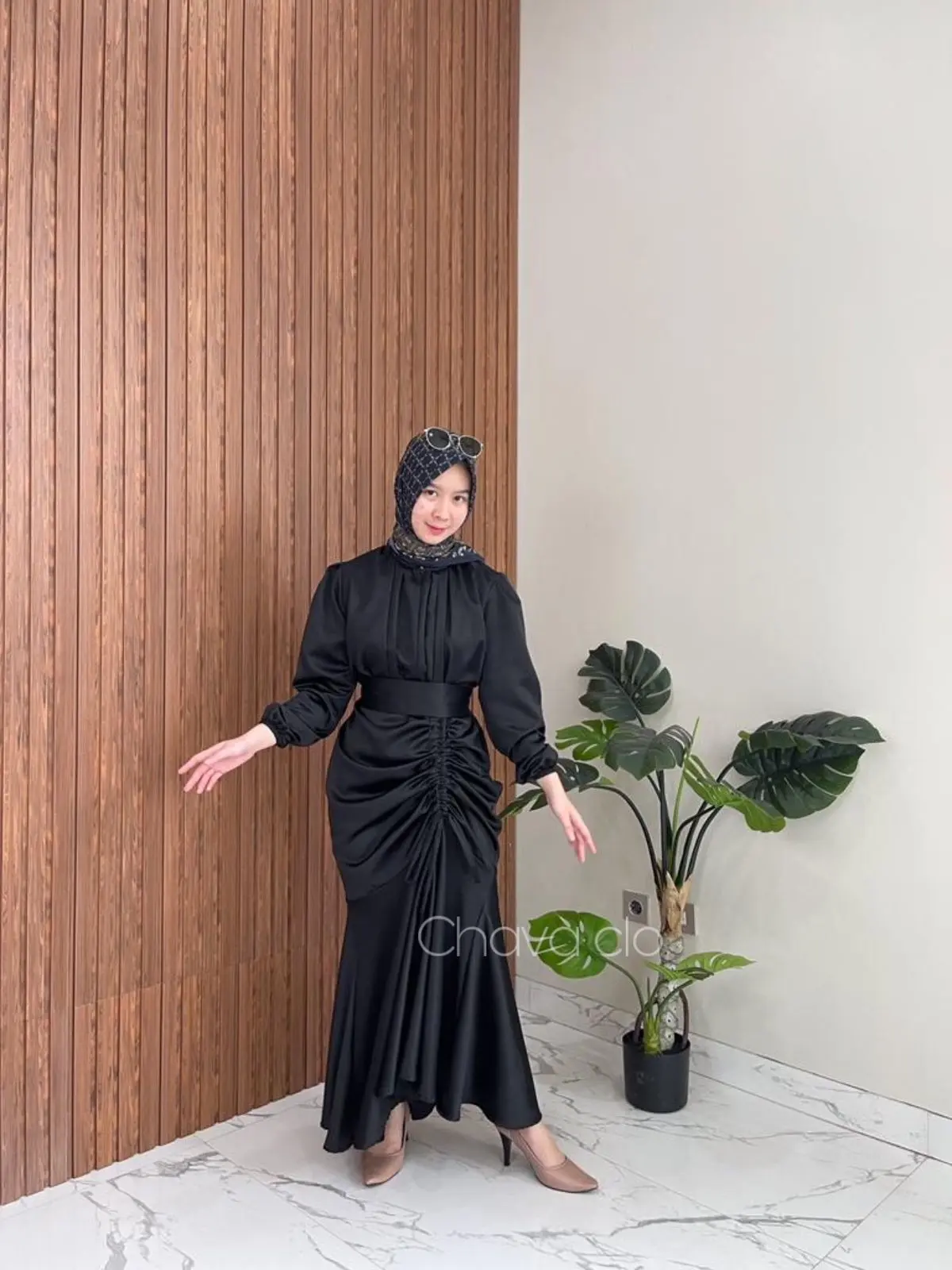 Vannya Dress Satin Silk Premium Bridesmaid Viral Long Dress Serut Pesta Kondangan Karet Muslim Wanita Gamis Maxi Panjang Armani Gaun Biru Navy Formal Velvet Putih Menyusui Coklat Hitam