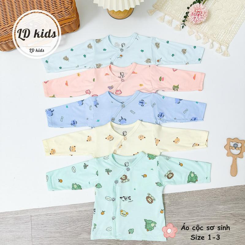 Áo dài thun lạnh màu in hình hoạ tiết dễ thương sơ sinh vạt chéo cho bé size từ ss-9kg 5