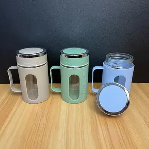 B ( B136 ) MUG KACA / GELAS KACA WARNA CANGKIR TUTUP 500 ML NO DUS Kitchenware