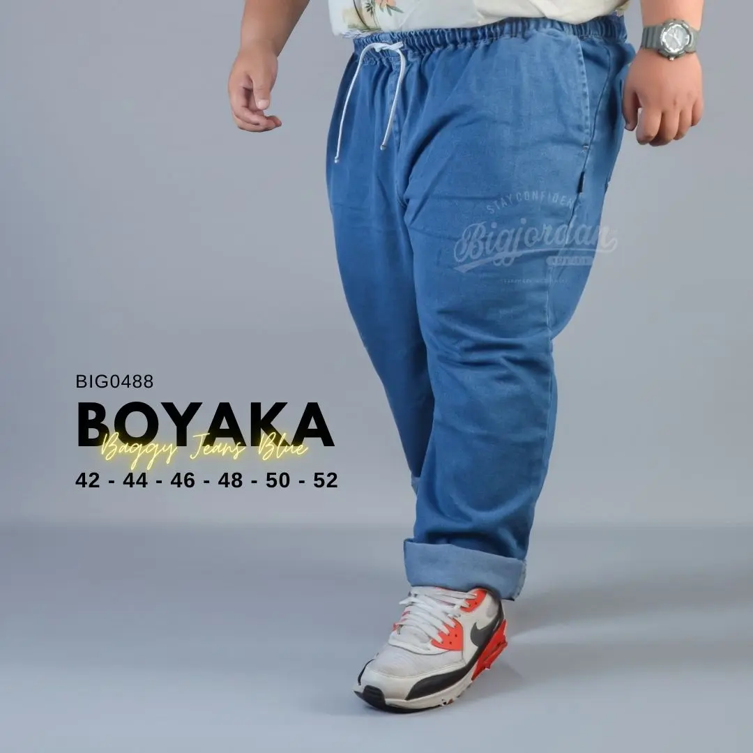 BIGJORDAN.ID BOYAKA celana baggy jeans jumbo 42 44 46 48 50 52 baggy pants big size celana kolor denim oversize plussize