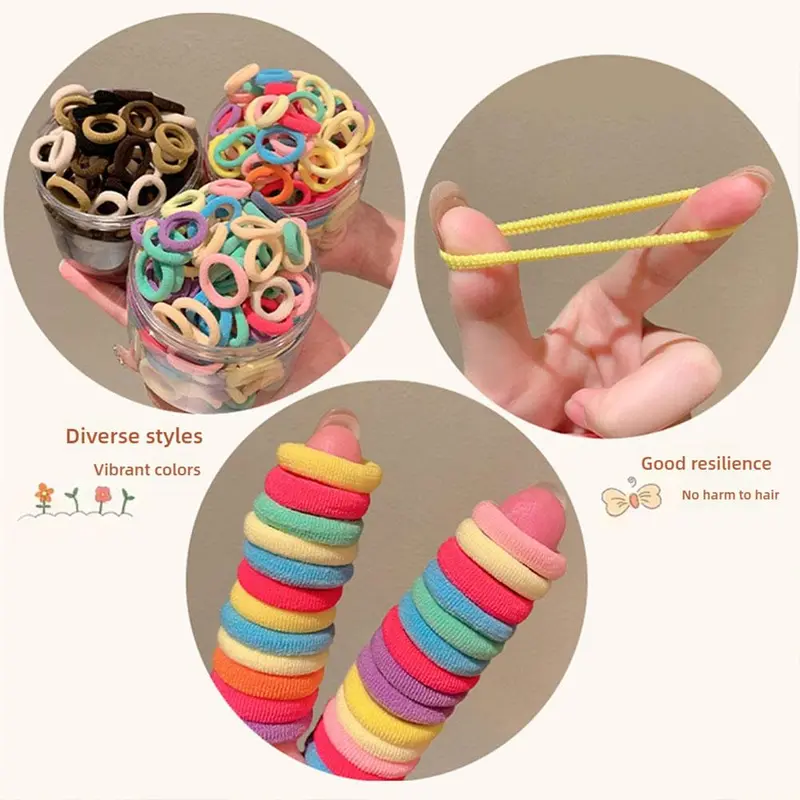 Dây Buộc Tóc Trẻ Em, Dung Tích Lớn, Bán Buôn, Nhiều Màu Sắc, Dành Cho Bé Gái, Đàn Hồi Cao, Dây Cao Su Buộc Tóc Đuôi Ngựa Bền Và Không Làm Tổn Thương Tóc, Dây Buộc Tóc Cho Em Bé, Phong Cách Người Nổi Tiếng Trên Internet, Bao Da 7