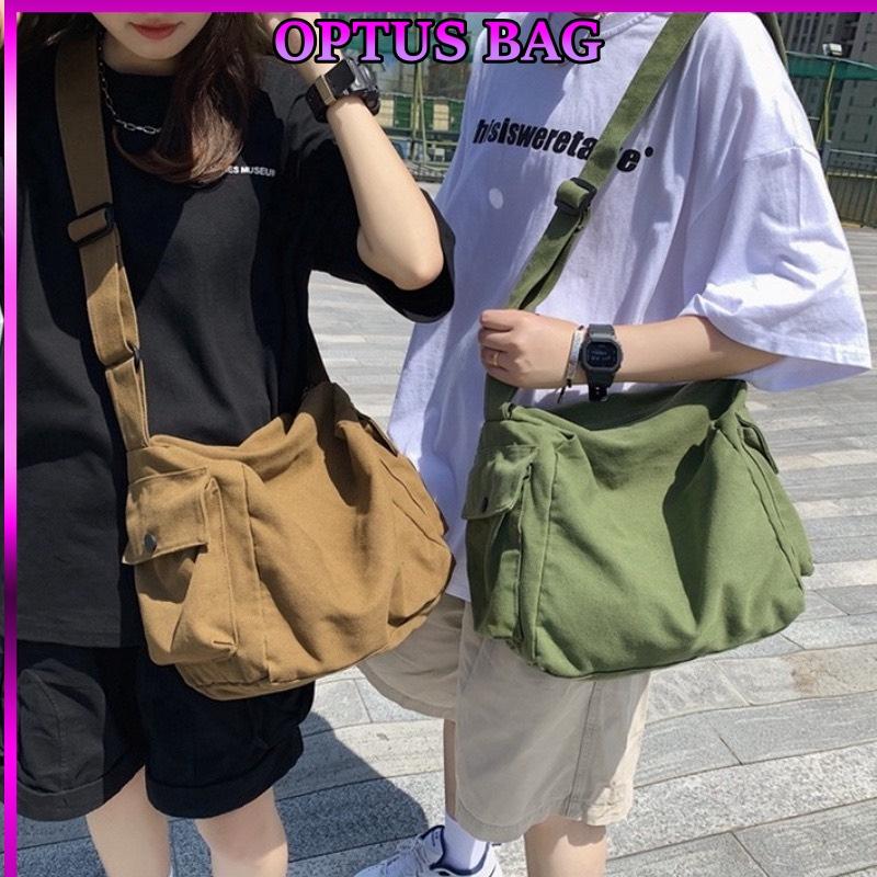 TÚI ĐEO CHÉO NAM CANVAS CỠ LỚN , DÀNH CHO HỌC SINH , SINH VIÊN , ĐI HỌC ĐI CHƠI OPTUSBAG
