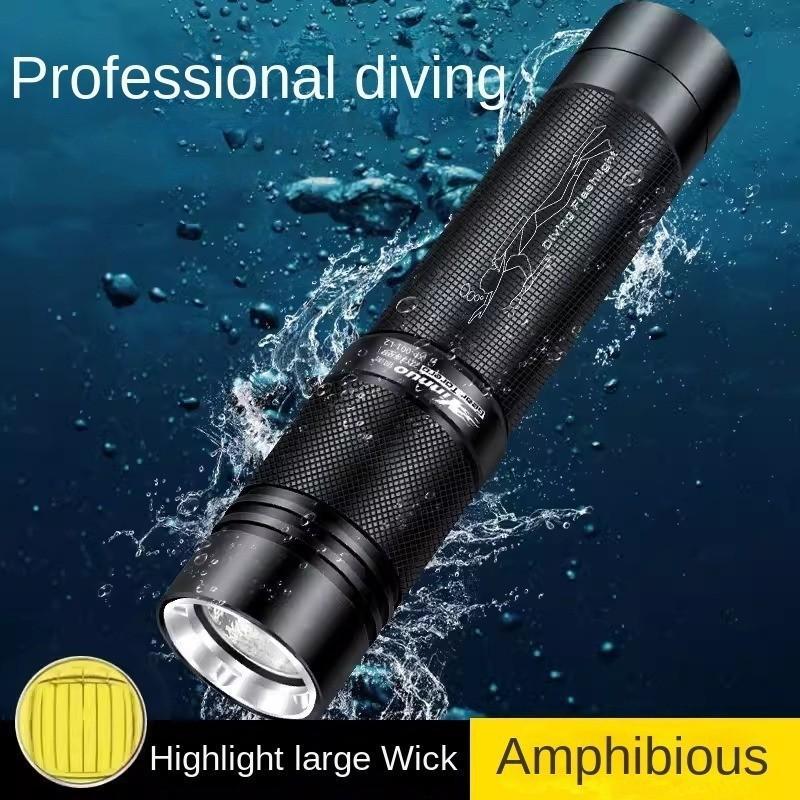 Đèn LED chuyên nghiệp Đèn pin lặn hợp kim nhôm Đèn pin chống thấm nước sâu có thể sạc lại Đèn lặn ngoài trời 1