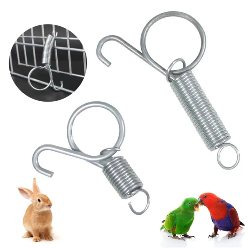 10Pcs Pet Cage Door Spring Hooks for Bird Rabbit Cage Multifunctional Spring Latch Door Hooks