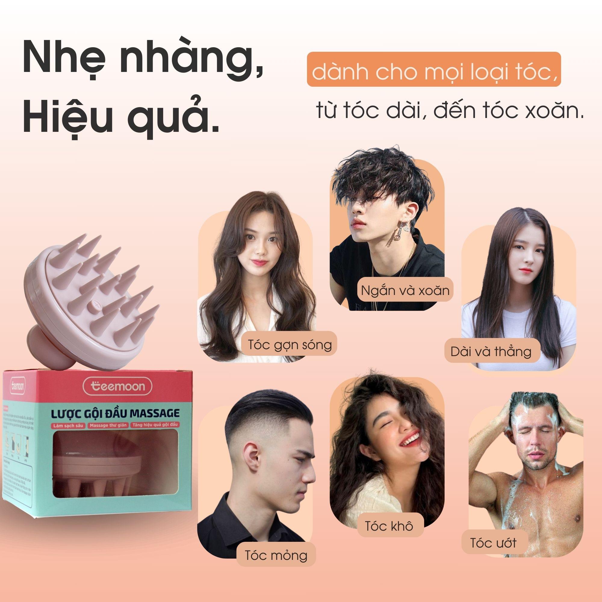 Chi tiết đầu gai silicone mềm của lược massage gội đầu Teemoon