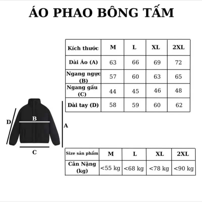 (XẢ KHO )-(GIẶT KHÔNG DỒN BÔNG) Áo Khoác Phao Unisex trần bông có túi hai bên Nam MMenswear 1
