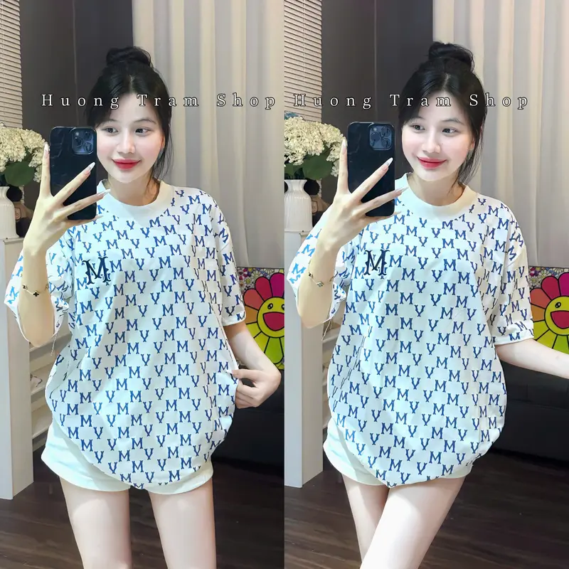 Áo Thun  Freesize Cotton 2chiều 250gsm - MV in Nổi Full áo thêu Ngực M , Hương Trầm Shop , Form 42-70kg , Chất cotton lạnh mềm mát , Nam và Nữ Women Top Cổ Tròn , Phối Jean xinh Voan 4