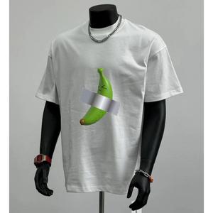 ผ้าฝ้ายคอกลมแขนสั้นเสื ้อยืดผู้ชายเทรนด์ภาษาอ ังกฤษพิมพ์ฤดูร้อนด้านบ หลวมพร้อมเสื้อยืดขนาด