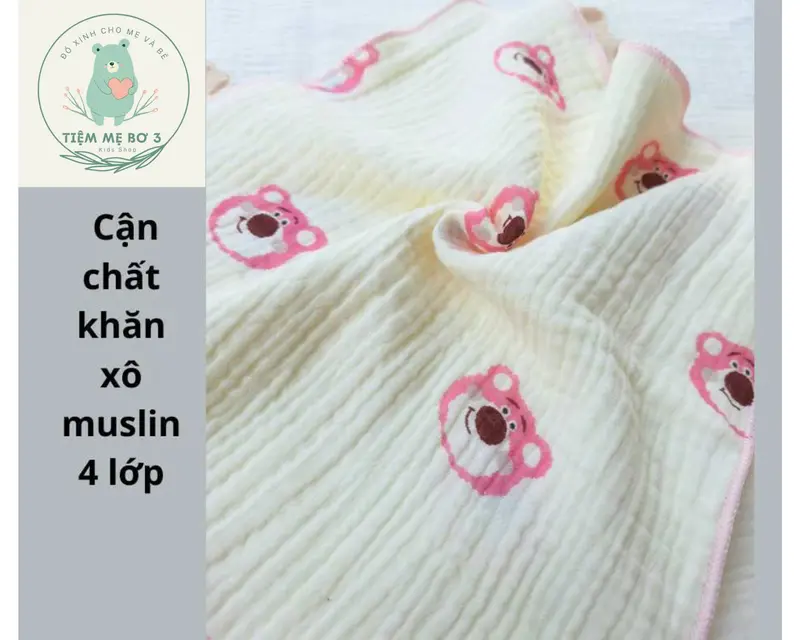 [Tặng yếm] Set 10 cái khăn sữa 4 lớp size 28x28cm vải xô muslin cao cấp cho bé 1