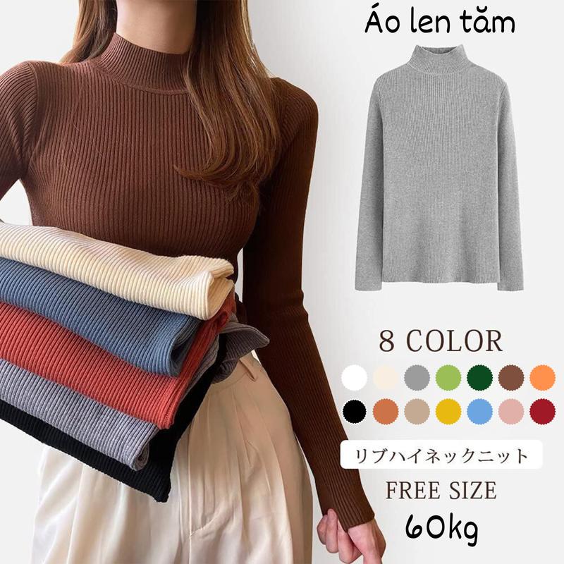 Áo Len Tăm Cổ 3P Giữ Nhiệt Cho Nữ, Áo Len Tăm ủ kem Giữ Nhiệt 12 Màu M856 Top Đen