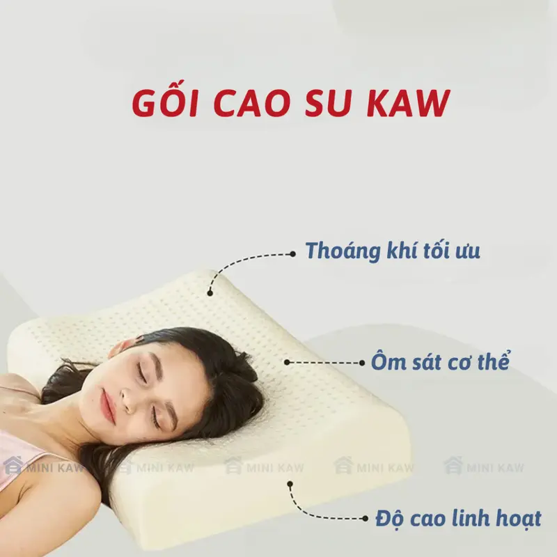 Gối cao su non cao cấp Kaw - Hàng Chính Hãng, Mềm Mại, Chống Đau Mỏi Vai Gáy, Bảo Hành Chính Hãng 2