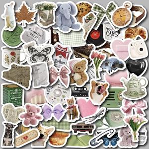 58pcs Pegatinas de Dibujos Animados, Papel para Scrapbooking y Creación de Diarios, Pegatina Decorativa Hazlo Tú Mismo para Papelería, Computadora y Botella de Agua