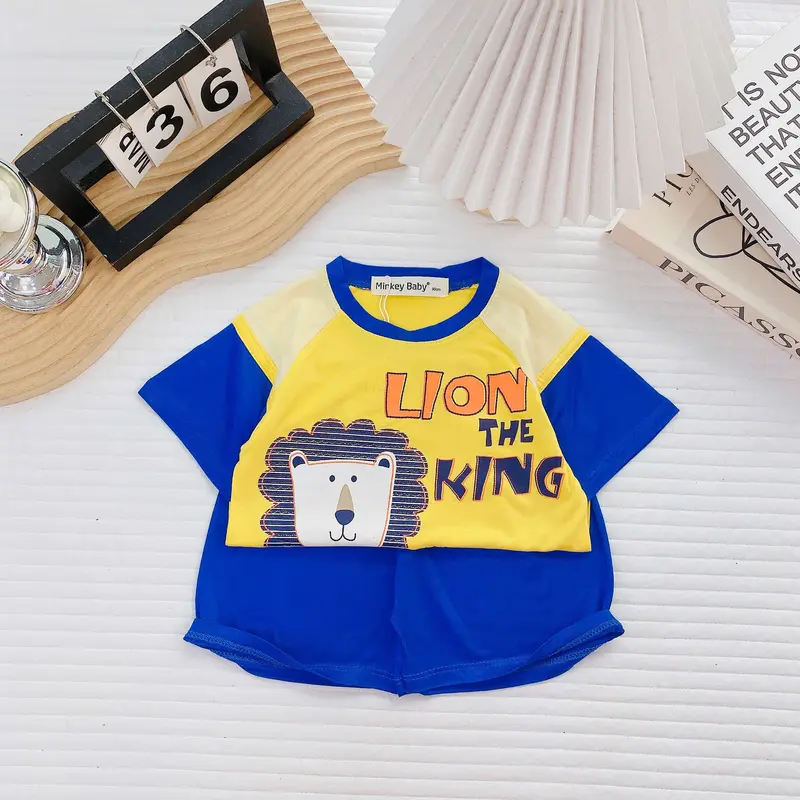 [ FREE SHIP] Full Size(9-26kg) Bộ Áo + Quân Cộc Minkey Baby Chất Thun Lạnh In Họa Tiết Cá Heo - Hươu Dể Thương Cho Bé Trai -Bé Gái ,Đồ Bộ Cho Bé Minkey Baby ,Minky Mom 2