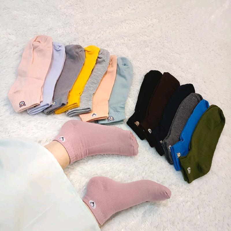 LUSINAN Kaus kaki dewasa pendek Matakaki Panda kaos kaki ankle cute wanita remaja dewasa Katun Putih dan banyak warna Nyaman Hitam Coklat dan banyak warna 6