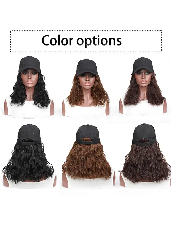 12 Inch Short Wavy Wigs for Women, Gorgeous Fluffy Wigs with Baseball Cap, Synthetic Full Machine Wigs for Party, Daily Use 2