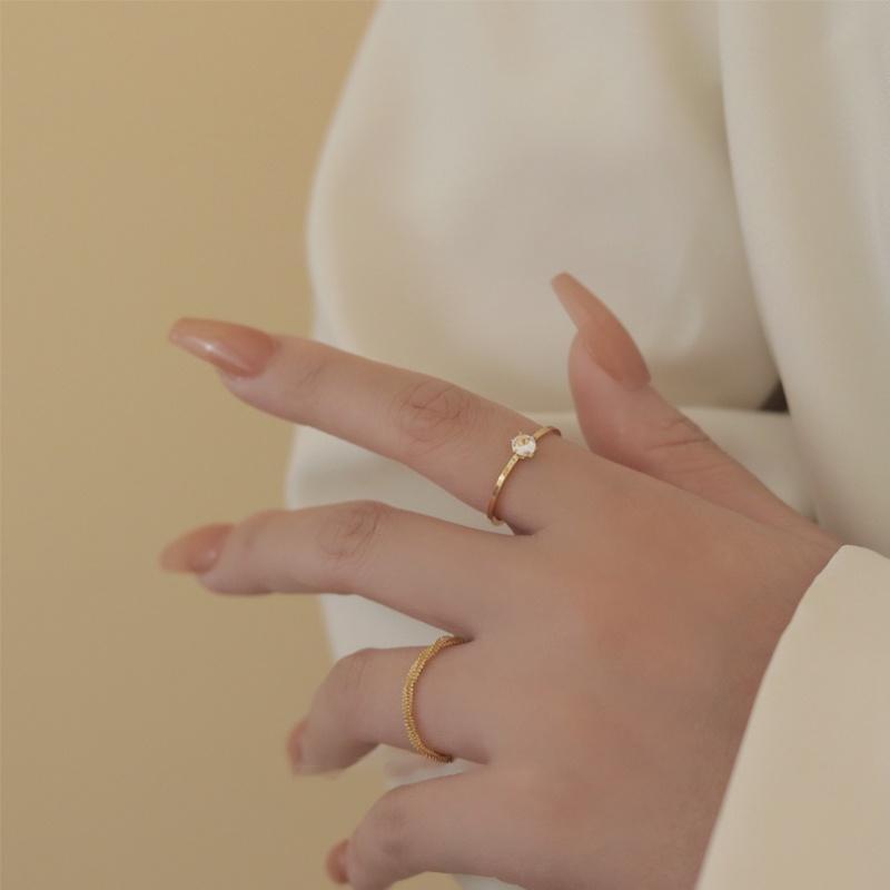 Nhẫn Thép Titan Hàn Quốc, Nhẫn Mạ Vàng 18k, Đính Đá Zircon Đơn 1