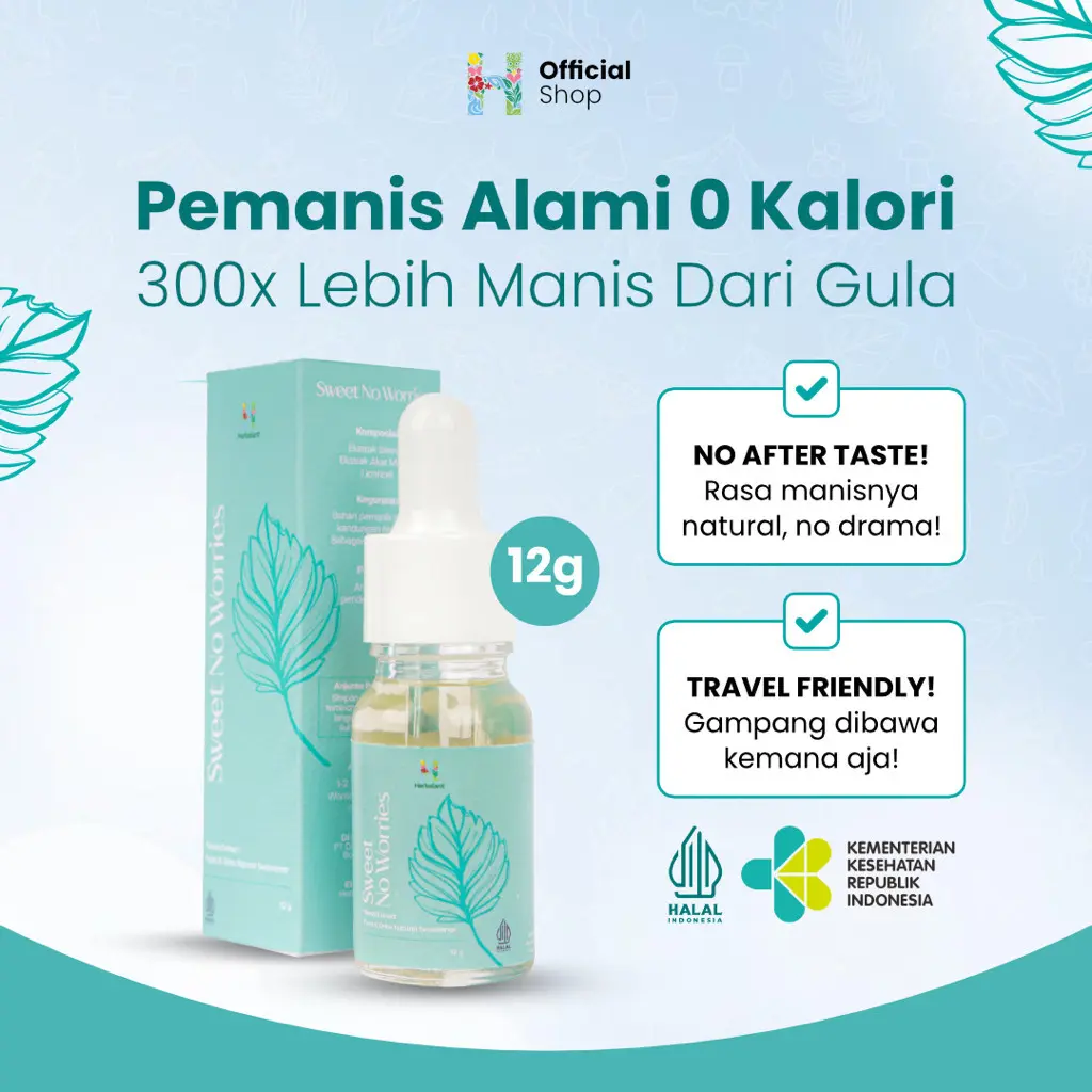 Stevia Liquid Sweet No Worries Gula Zero Calorie Pemanis Cair Sweetener Herbal Alami Herbalant 12 gr Sugar Food