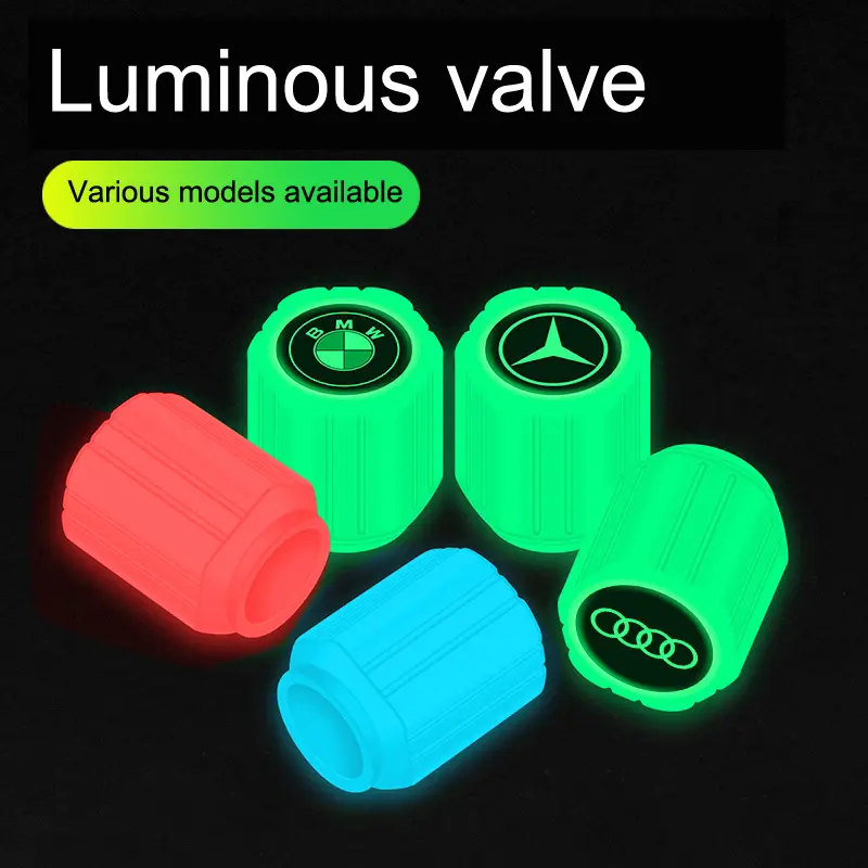 [4PCS] Universal Luminous Valve Cap Plastic ABS Dust-proof Decorative Tires Accessories Tyre Stem Covers Applicable Car Motorcycle Bike