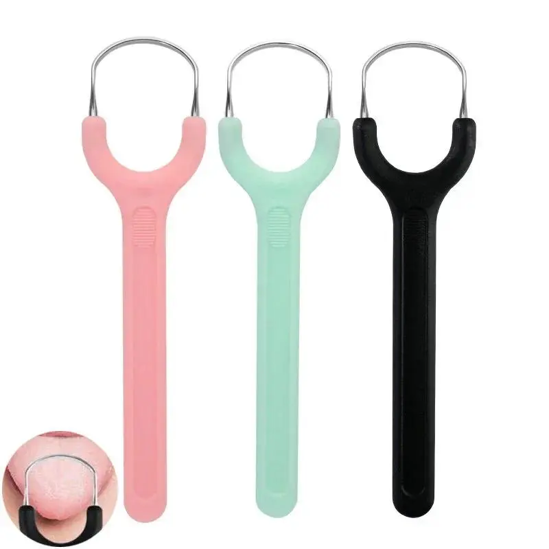 Tongue Scraper Stainless Steel Color Tongue Scraper Adult Remove Bad Breath Mouth Cleaner Board Oral Care Скребок Для Языка