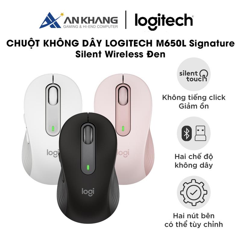 Chuột không dây Logitech M650/ M650L Signature Silent Wireless/Màu Đen/Trắng/ Hồng/ 400DPI/ 5 nút bấm Không dây