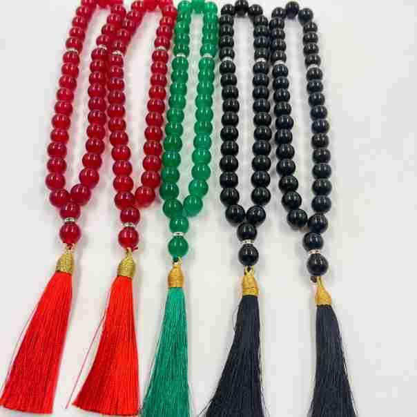 Product Introduction of 2025 New Fashionable Versatile Style33 Pieces 12mm Crystal Large Beads Golden Tassel Muslim Prayer Beads Tasbih 10