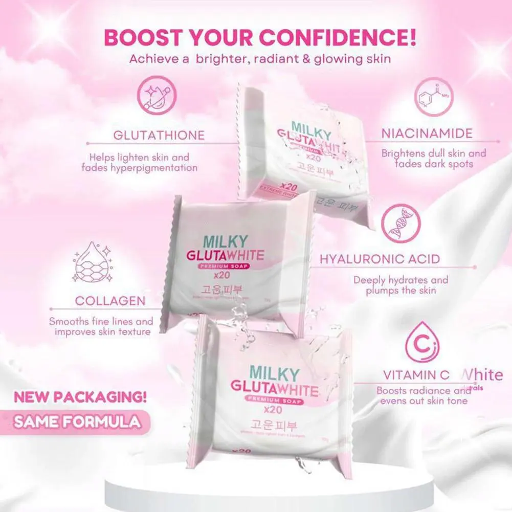 70g Milky Milky Gluta White X20 Extreme Soap Skin Care Gluta Keisha Milky Gluta White Bar Soap Hyaluronic Collagen Niacinamide 70g Milky Milky Gluta White X20 Extreme Soap Skin Care Gluta Keisha Milky Gluta White Bar Soap Hyaluronic Collagen Niacinamide