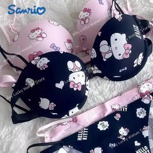 Đồ Lót Hello Kitty Dành Cho Nữ, Bộ Áo Ngực Dễ Thương, Quần Lót Mềm Mại, Đẩy Lên, Thiết Kế Truyện Tranh, Gợi Cảm, Mong Muốn Thuần Khiết, Quà Tặng Cho Bé Gái