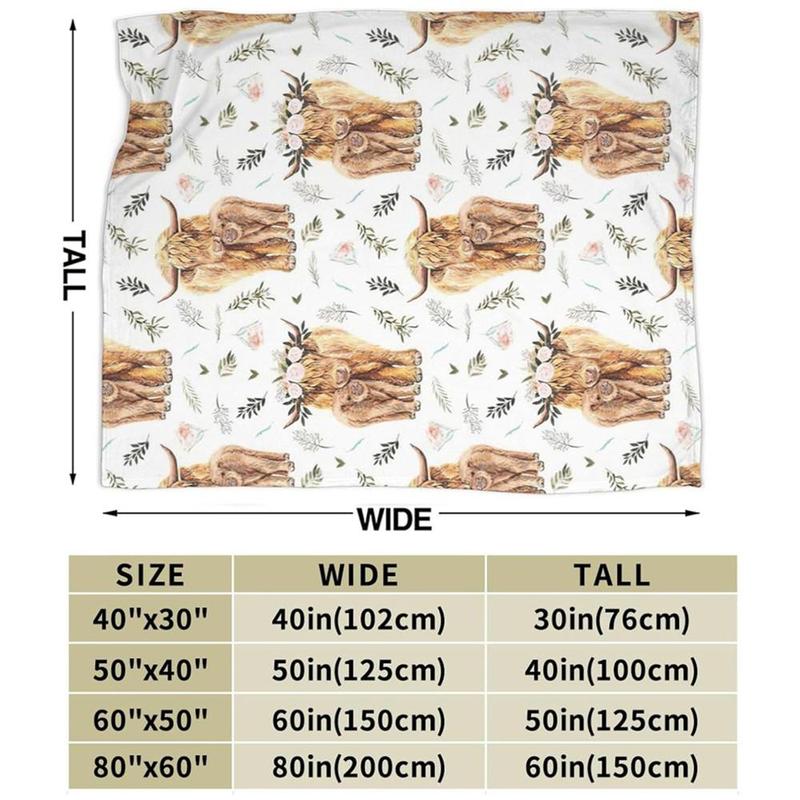 Highland Cow Print Blanket, 1 Count Soft Warm Throw Blanket, Air-conditioned Room Blanket, Warm Nap Blanket for Home Office Travel 1