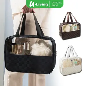 U-Living Washbag Tansparan Tas Travel Tas Make Up Kosmetik Travel Pouch Waterproof Bahan Kulit AO016