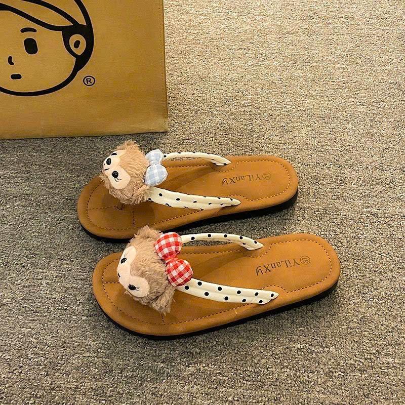 Dép xỏ ngón nữ phẳng 2024 Phong cách mới Đế mềm phong cách Hàn Quốc Dép đi chơi Dép