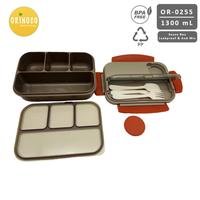 Gambar Kotak Makan 4 sekat Anti Tumpah 1300 ML Lunchbox Include Wadah Sambal OR-0255 Anti Tumpah - Biru dari Kioslunchbox bogor Kota Bogor 2 Tokopedia